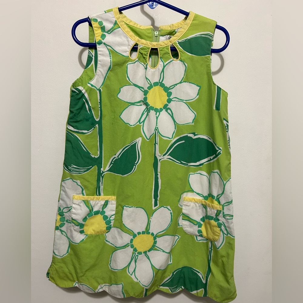 Lilly Pulitzer - Lime and White Floral Dress - Kids - Size: 6